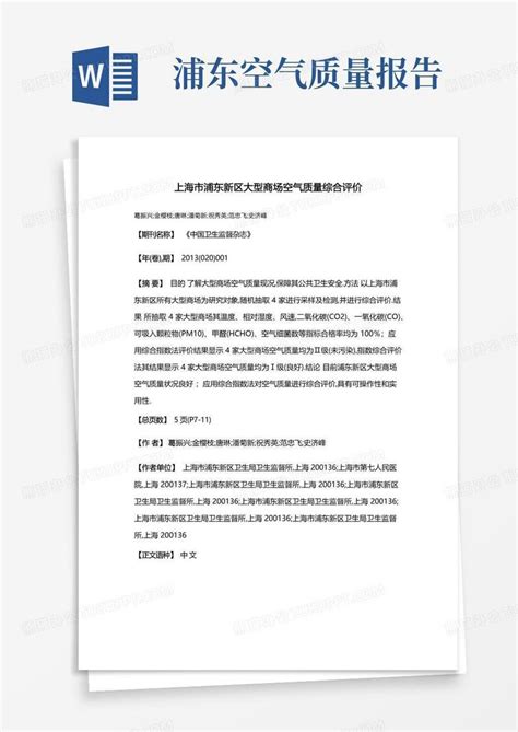上海市浦东新区大型商场空气质量综合评价Word模板下载_编号lxowojkb_熊猫办公