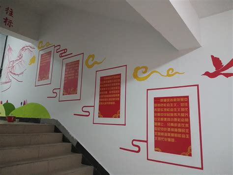 中式社区楼梯走廊文化墙设计_红动网