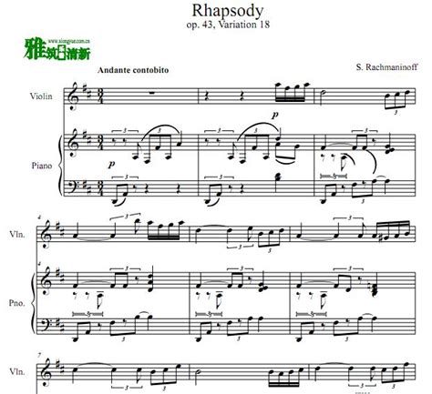 Rhapsody On A Theme Of Paganini Op.43（帕格尼尼主题狂想曲·双钢琴）钢琴谱（P61——87）_器乐乐谱_中国曲谱网
