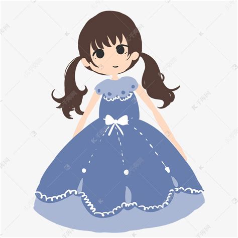 穿蓝色裙子的小女生素材图片免费下载-千库网