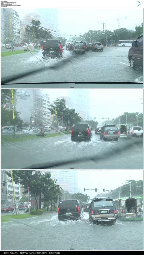 被洪水淹没的街道实拍视频下载_红动中国