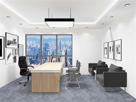 现代办公室装修风格办公室吊顶设计效果图_装信通网效果图
