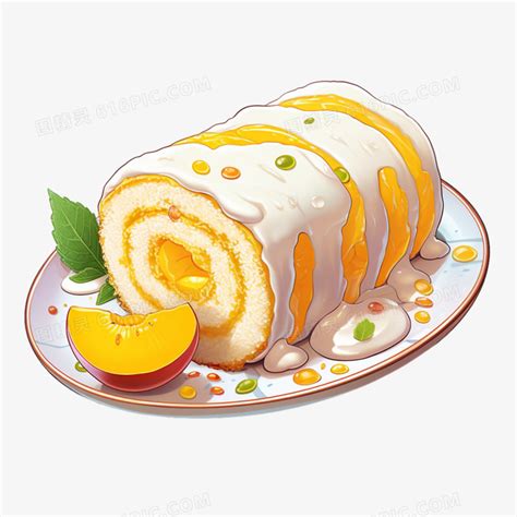黄桃味瑞士卷水果蛋糕点心元素图片免费下载_PNG素材_编号13gi50eqj_图精灵