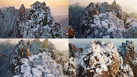 航拍视角黄山云海风景背景图片免费下载_海报banner/高清大图_千库网(图片编号6411149)