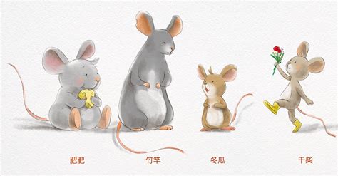 画了四只小老鼠，参考了很多资料，第一次画老鼠_阿秋插画aggie-站酷ZCOOL