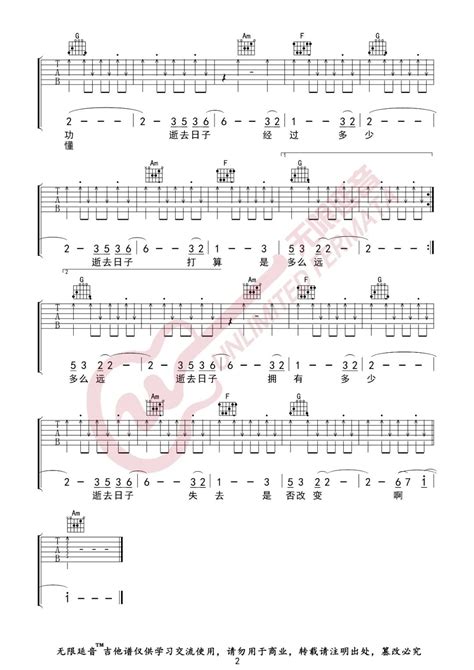 Beyond《逝去日子》吉他谱(C调)-Guitar Music Score-看乐谱网