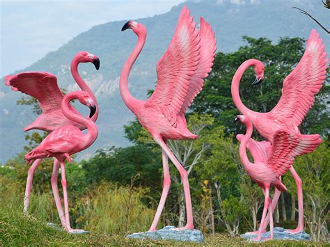 仿真火烈鸟摆件玻璃钢工艺品园林景观雕塑店铺场景小品动物模型-阿里巴巴
