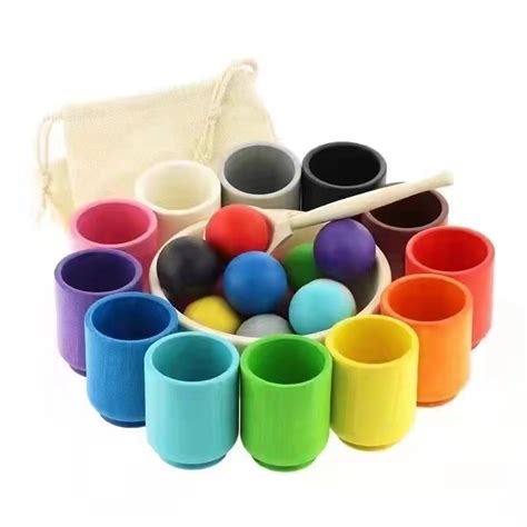 蒙氏早教12色球与杯儿童颜色分类桌面游戏幼儿园益智玩具跨境批发-阿里巴巴