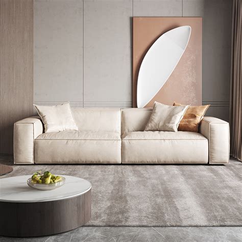北欧简约科技布艺沙发客厅小户型现代意式极简方块豆腐块面包沙发-阿里巴巴