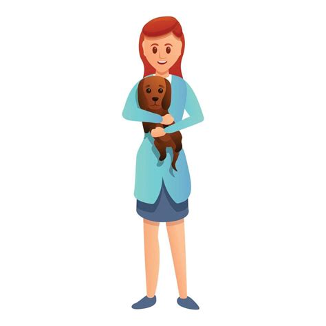 mujer veterinaria tomar perro icono, estilo de dibujos animados 14227828 Vector en Vecteezy