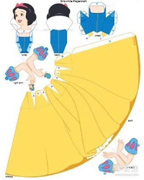 迪士尼公主折纸图样 折纸迪士尼公主展开图💛巧艺网