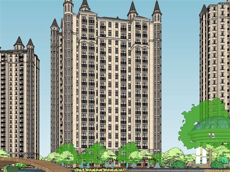 新中式小高层住宅楼3dmax 模型下载-光辉城市