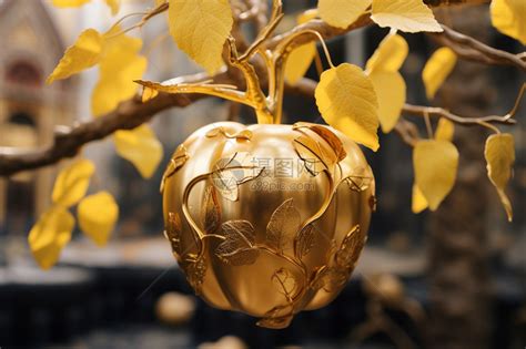 闪闪发光的金色苹果带有露珠的金苹果png图片免抠矢量素材 - 设计盒子