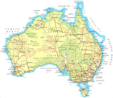 澳大利亚地图英文版 - 澳大利亚地图 - 地理教师网