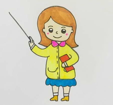 手绘上课的女老师画法步骤教程-黄鹤楼动漫动画制作公司！
