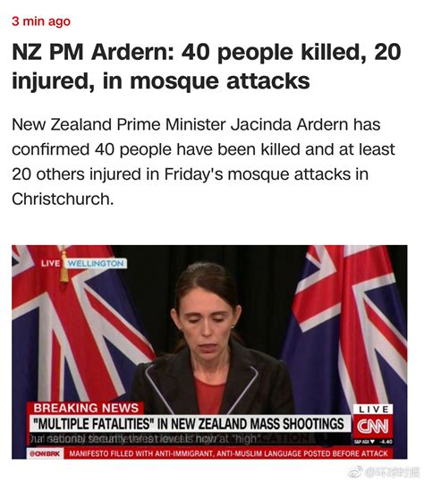 新西兰总理:清真寺屠杀案“只能定义为恐怖袭击”_手机新浪网