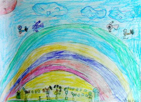 幼儿儿童画教程 有颜色小彩虹的画法图解💛巧艺网