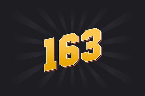 Number 163 vector font alphabet. Yellow 163 number with black ...