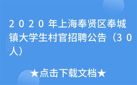 2020年上海奉贤区奉城镇大学生村官招聘公告（30人）