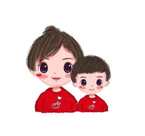 母子头像插画温柔女生
