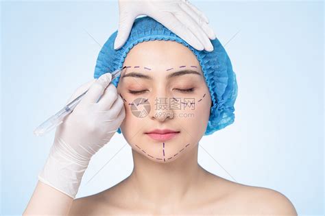 女性整容整形眼部术前画线高清图片下载-正版图片501636975-摄图网
