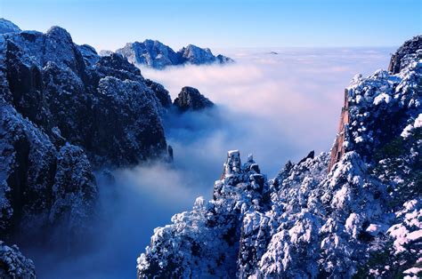 黄山冬季风光手机壁纸模板素材-正版图片400798955-摄图网