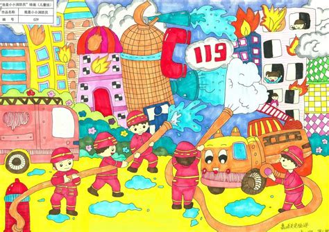 4年级消防安全绘画,三年级简单消防画,6年级最简单消防画_大山谷图库