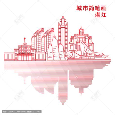 湛江城市简笔画,背景底纹,设计素材,设计模板,汇图网www.huitu.com