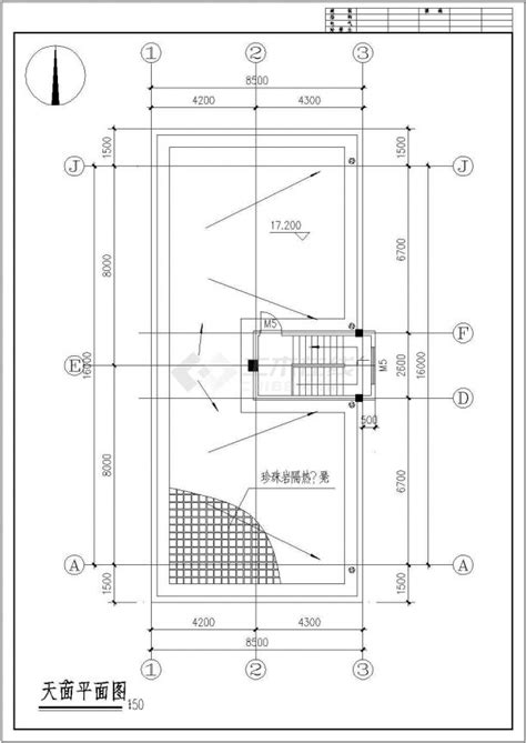 昆明市某高层住宅楼1梯2户标准层平面设计CAD图纸（每户三室两厅）_住宅小区_土木在线
