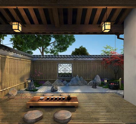 中式园林景观、庭院、露台su模型|空间|景观设计|蓝色的榴莲 - 原创作品 - 站酷 (ZCOOL)