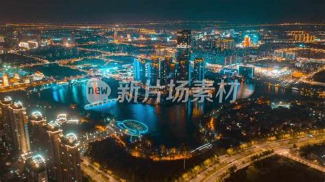 通州区南山湖夜景延时航拍4K素材城市宣传 - 新片场素材