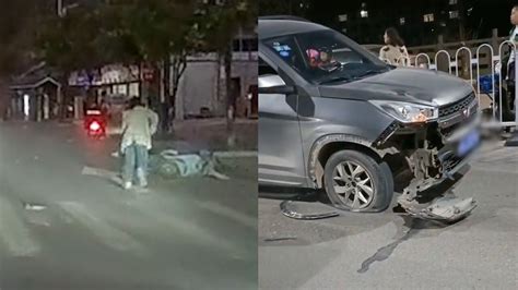妈妈载俩孩子骑车被直行车撞飞，不顾疼痛秒起身飞奔护娃，众人急帮忙_腾讯视频