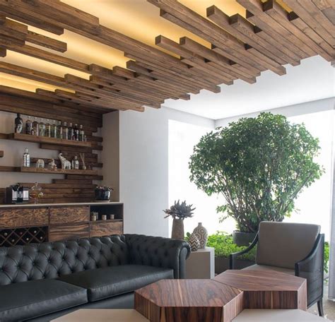 实木吊顶，生态客厅装修 « LiziBuluo室内设计