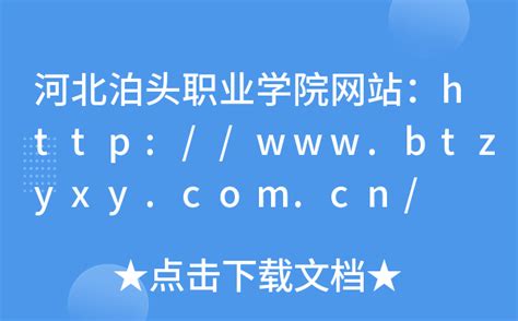 河北泊头职业学院网站：http://www.btzyxy.com.cn/