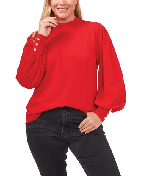 Josie Plus Size Puff -Sleeve Sweater | 615-LUMINOUS RED