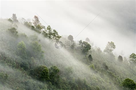 雾蒙蒙的山湖清晨宁静的山上高清图片下载-正版图片300006288-摄图网