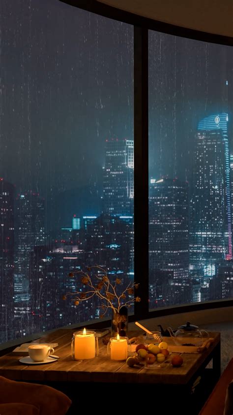 雨夜落地窗(风景手机动态壁纸) - 风景手机壁纸下载 - 元气壁纸