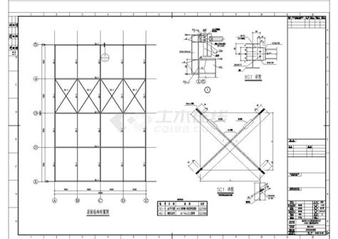 某地的某轻钢雨棚设计施工CAD详细图纸_土木在线