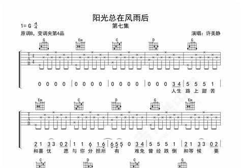 阳光总在风雨后吉他谱 许美静 G调弹唱谱-吉他谱中国
