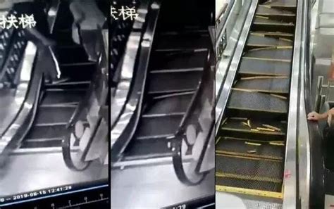人在半空，身后电梯台阶一节节断裂！视频太吓人了