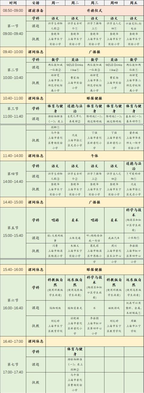 2023年2月20日-24日上海空中课堂课程表一览- 上海本地宝