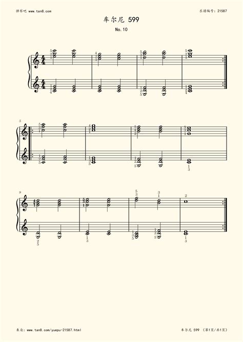 《车尔尼599 NO.10,钢琴谱》车尔尼|弹琴吧|钢琴谱|吉他谱|钢琴曲|乐谱|五线谱|高清免费下载|蛐蛐钢琴网