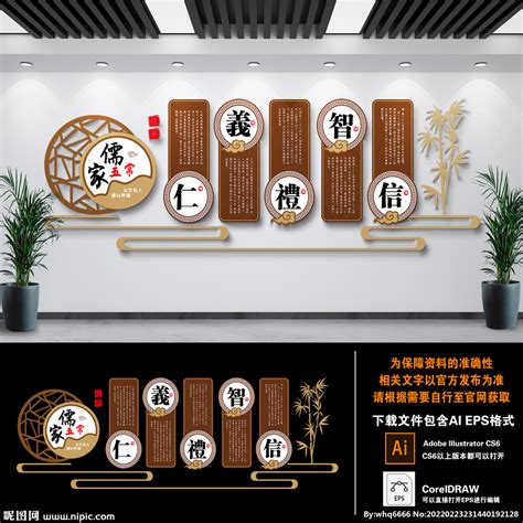 儒家五常古典文化墙设计图__室内广告设计_广告设计_设计图库_昵图网nipic.com