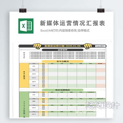 新媒体运营情况汇报表Excel日报表模板_Excel模板_办公_悠悠设计（模板之家）