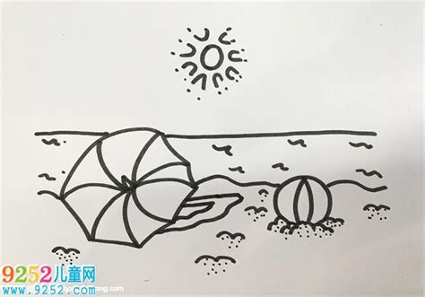夏天海滩简笔画一年级作文(夏天沙滩简笔画图片) | 抖兔教育