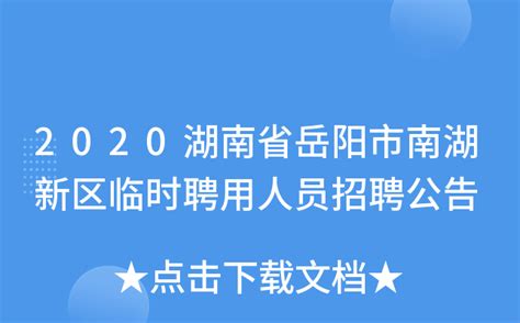 2020湖南省岳阳市南湖新区临时聘用人员招聘公告