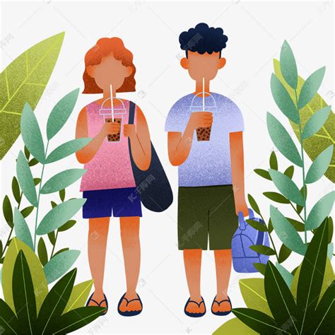 夏季情侣喝冰饮料素材图片免费下载-千库网