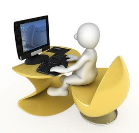 坐在电脑前的3D小人PSD素材免费下载_红动网