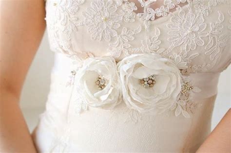 Bridal Flower Sash Wedding Flower Belt Narrow Ribbon Dress Sash Vintage ...