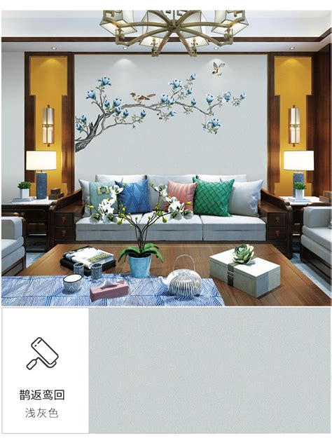 新中式独秀壁布刺绣电视沙发玄关背景墙布高端独绣志存高远长城-商品-美间（软装设计采购助手）